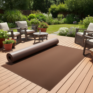 Rouleau de moquette imperméable brun foncé 6 x 23 pieds avec support TPR pour intérieur et extérieur, usage domestique et jardin - Product Image 2