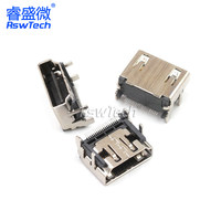 Conector de enchufe de Puerto Hdmi de 19 pines tipo C USB personalizado Cable de fibra óptica de bloqueo con conectores de 90 grados conector de enchufe macho Hdmi