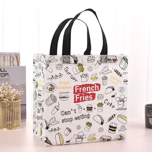 Reusable Tote Non Woven Lunch Takeaway Bag Restaurant Food Takeaway Waterproof Non-Woven Fabric Packaging Bag