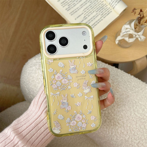 เคสโทรศัพท์มือถือลายการ์ตูนดอกไม้โบว์ สำหรับ iPhone 17 16 15 Pro Max ลายกระต่าย 2 in 1 น่ารัก วัสดุ PC tpu พิมพ์ลายตามสั่ง ฝาหลัง - Product Image 5
