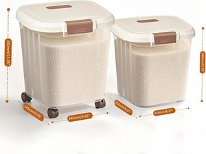 Kitchen Items Large 25kg Rice Barrel Transparent Sealed Dry Grains Storage Boexs <b>Plastic</b> <b>Food</b>-grade <b>Containers</b> with Wheels - Product Image 2