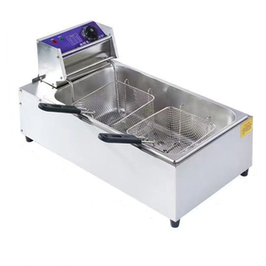8L + 8L Fritadeira Elétrica de Aço Inoxidável 2 Tanque 2 Cesta Batata Chip Carrinho de cachorro-quente comercial com grill e fritadeira - Product Image 6