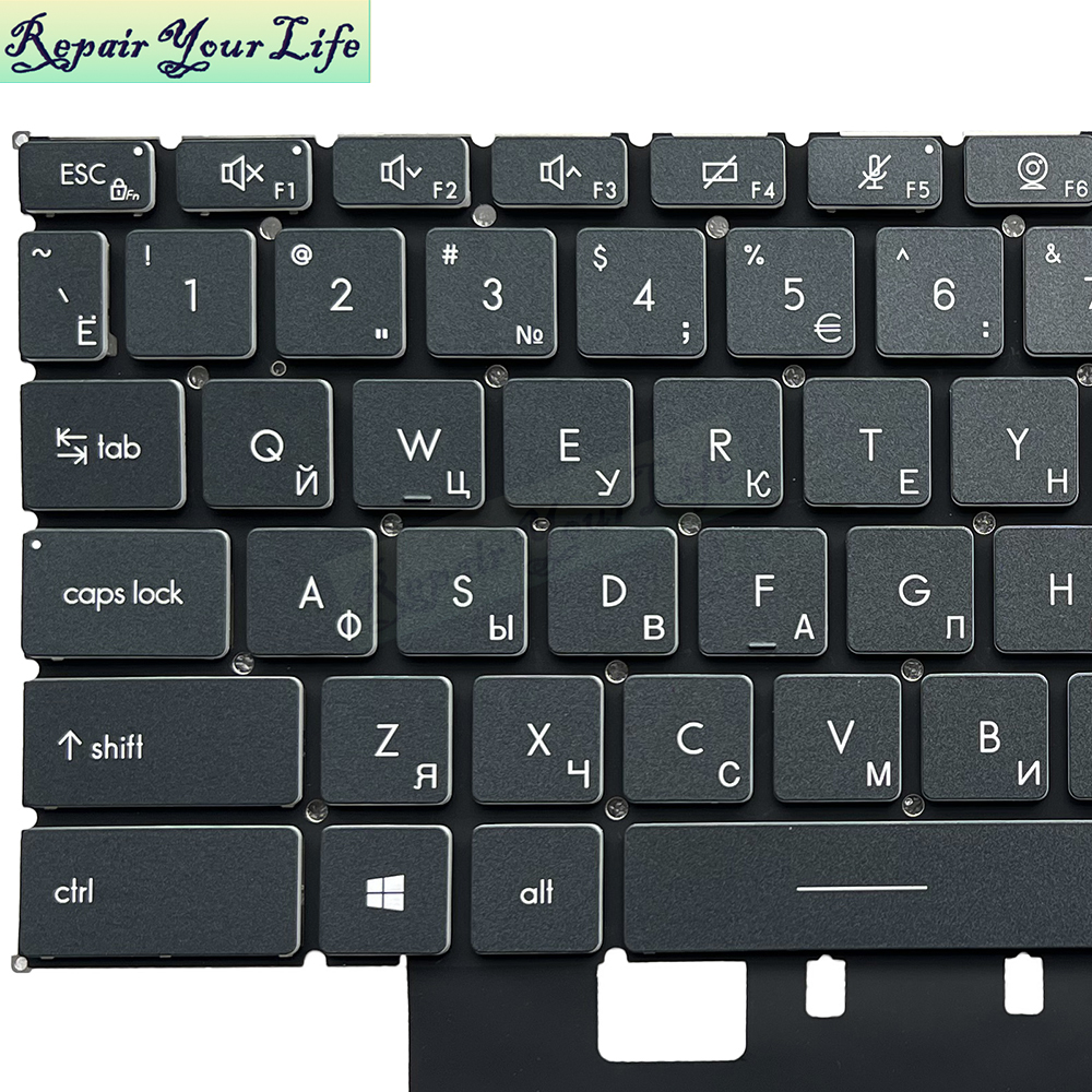 RU US Backlit Laptop Keyboard for MSI Creator Z16 - Grey, 6-Month