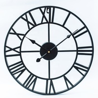 Squelette en métal noir surdimensionné 40 pouces, chiffres romains 3D, décoration de maison, horloge murale