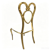 Chaises de dîner élégantes en forme de cœur, dossier blanc en PU, acier inoxydable, pour mariage