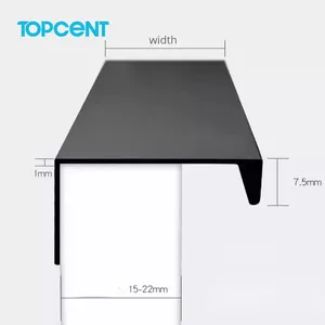 Topcent Handle Lemari Pakaian Kichen Laci Kabinet Tarik Tidak Ada Pukulan Tak Terlihat Aluminium Aloi Gagang Panjang Hitam