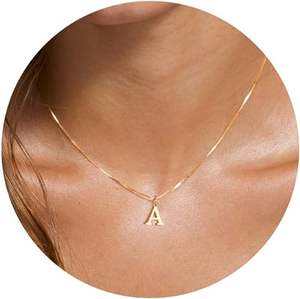 <span class=keywords><strong>Foxgirl</strong></span> or colliers initiaux pour femmes filles, délicat collier lettre en or minuscule pendentif A-Z collier ras du cou à la mode mignon Persona - Product Image 2