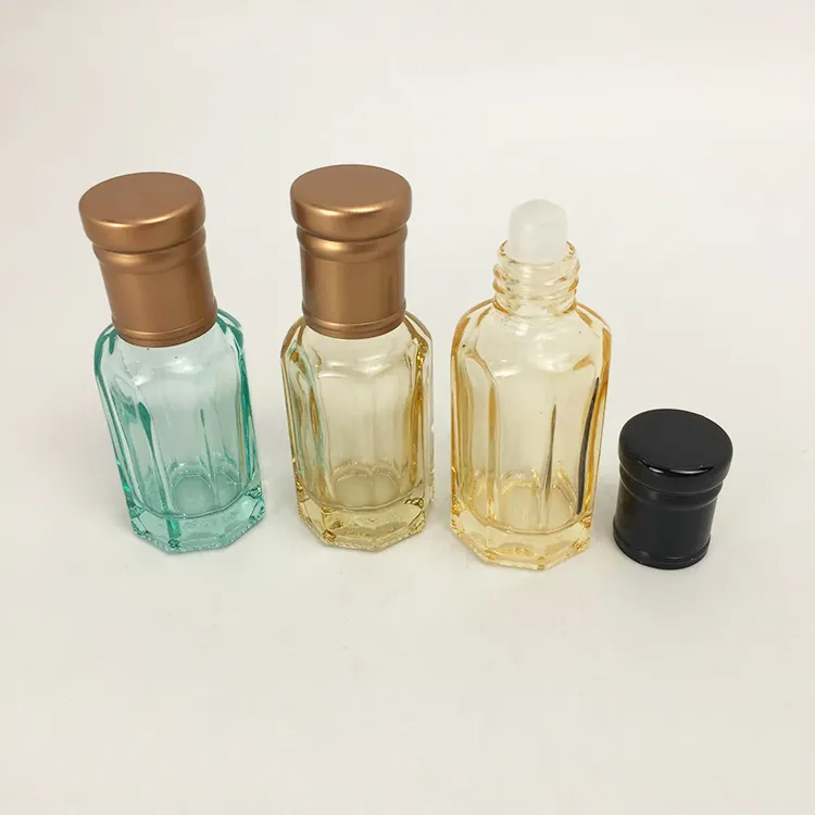 RUIPACK New essential oil glass roller bottle, octangle clear roller bottle 5ml 10ml