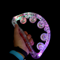 LED Glow Tambourine Noise Maker Light up Large Handheld Musical Flashing Bells Tamborines Percussion Instrument Birthday Gift