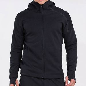 2023 alta calidad hombres personalizado liso gimnasio negro blanco Sudadera con capucha chaqueta niño Casual cremallera completa sudaderas con capucha - Product Image 2