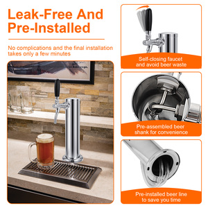 Robinet de bière 3 ''à tirage simple/double/triple tour de Kegerator avec noyau en acier inoxydable à fermeture automatique et réglage du débit - Product Image 5