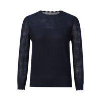 Pull-over élégant pour femme en maille scintillante à col rond, motif floral ajouré, manches longues, fin et brillant