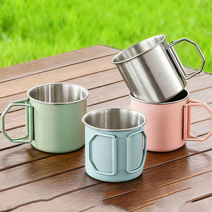 <span class=keywords><strong>Taza</strong></span> de Acero Inoxidable 304 de Una Sola Capa, Plegable, para Viajes al Aire Libre, <span class=keywords><strong>Taza</strong></span> de Doble Capa, Portátil, con Asa Colorida, Práctica <span class=keywords><strong>Taza</strong></span> para Agua - Product Image 1