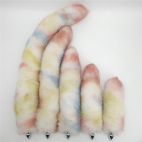 70cm coloré chat bête oreille queue ensemble coloré bonbons renard queue Anus Plug détachable SM femelle accessoire flirtant