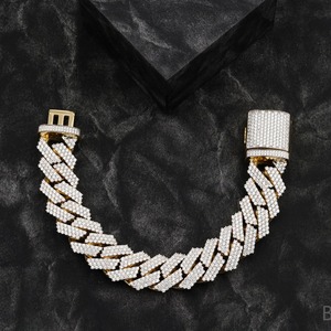 Pulsera Unisex de Lujo con Diamantes de Moissanita de 12 mm, Chapada en Plata, Estilo Hip Hop, Certificada, de 8 Pulgadas - Product Image 4