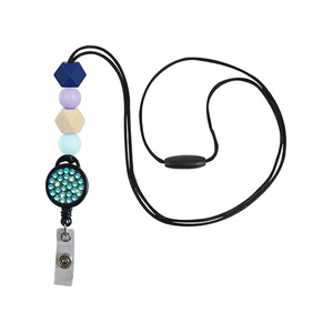 Nouveau lanière d'identification transfrontalière en strass, rétractable, avec boucle à tirage facile, lanière créative perlée en silicone pour étudiants - Product Image 2