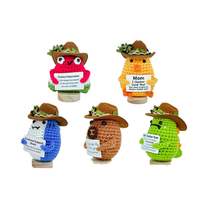 Chapeau de cowboy au crochet populaire Art déco Poupée Purement fait main Série de cartes d'inspiration positive pour anniversaire Cadeaux émotionnels exquis - Product Image 2