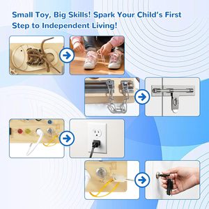 Tavola delle Attività, Giocattolo Montessori per Bambini da 1-4 Anni, Regalo Ideale per Bambini da 1+ Anno, Giocattolo Sensoriale in Legno per Viaggi - Product Image 4