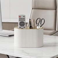 Porte-stylos en cuir, boîte de rangement, style nordique, forme ovale, compartiments multifonctionnels, luxe léger, haut de gamme, nouveau, bureau, rayé