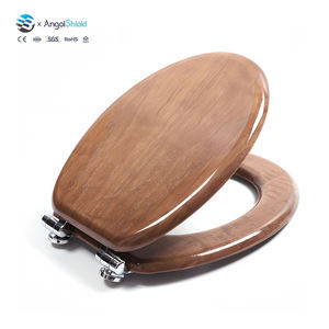 Dudukan Kloset Kayu Solid Premium dengan Engsel Krom, Penutup Kloset WC dengan Finishing Motif Kayu Ek, Dudukan Kloset untuk Lansia di Kamar Mandi - Product Image 1