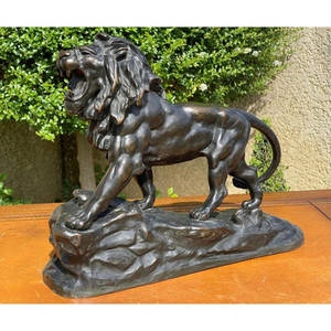 Decoración de jardín al aire libre Escultura de león sentado de bronce pulido de tamaño real - Product Image 6