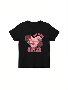 T-shirt da donna con stampa Cuore di Cupido e rose, girocollo, manica corta, vestibilità ampia, casual, in jersey di cotone, per tutte le stagioni, lavabile in lavatrice - Product Image 1