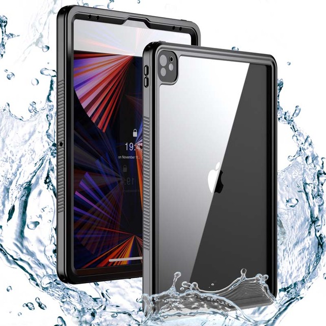 For iPad Pro 12.9 Inch 2021 Waterproof Case Shell IP68 Rugged Shockproof Anti-Fall Tablet Case Cover with Screen Protector