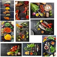 דגנים תבלינים כפית ירקות בישול מזון פירות מטבח בד ציור קיר אמנות ציור לסלון בית (לא מסגרת)