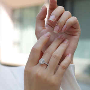 Anillo de compromiso de 1 quilate de 6,5mm de plata esterlina S925 de lujo al por mayor con flores de diamante completo Anillos finos clásicos para fiesta de boda - Product Image 3