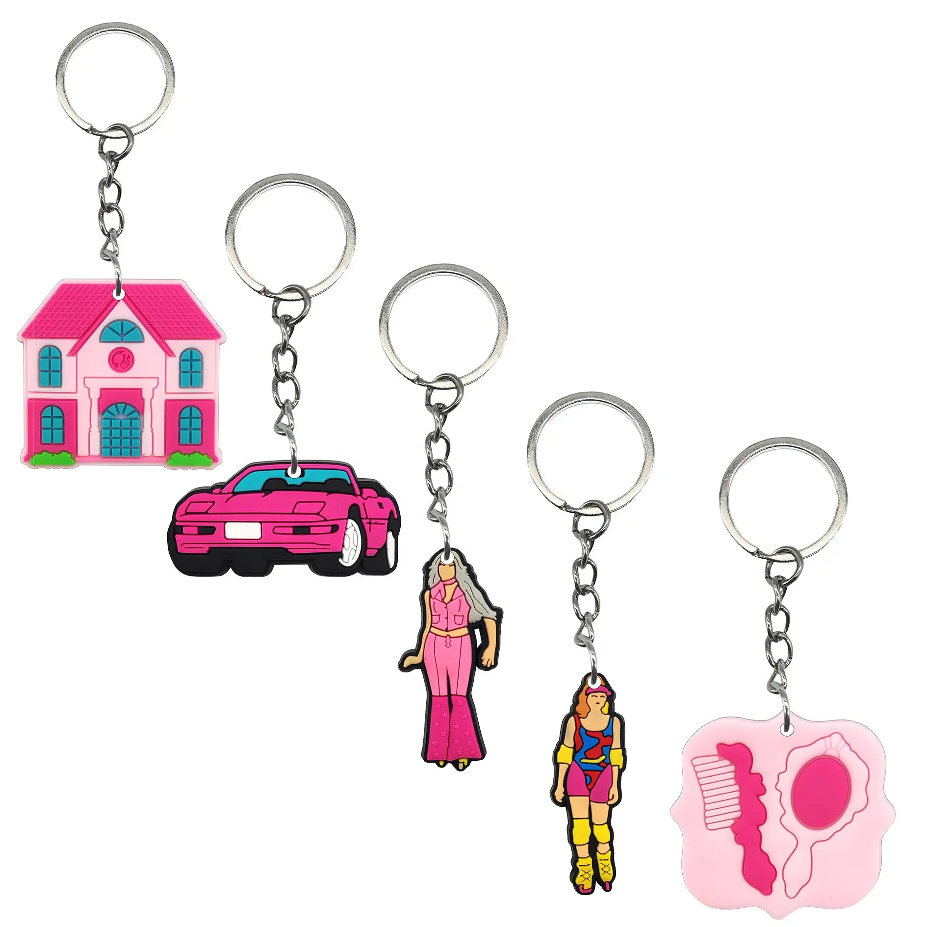 Personalizado Barbi Borracha Chaveiro llaveros Anime Olá Kitty Anel Chave para Silicone Keychain