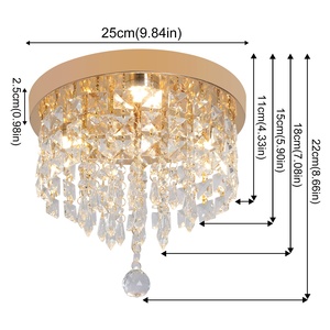 Plafonnier <span class=keywords><strong>LED</strong></span> moderne et élégant à cristaux suspendus 3 couleurs pour salon de villa - Product Image 2