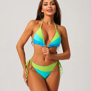 Traje de baño bikini sexy 2025 para mujer, conjunto de bloques de color, traje de baño deportivo para mujer, falda de playa, nuevo al por mayor - Product Image 3