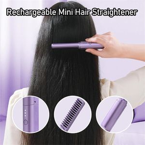 CE Women's Cordless LED Tourmaline <strong>Hair</strong> <strong>Straightener</strong> <strong>Mini</strong> Rechargeable USB Fast Heating Temperature Adjustable Portable Negative - Product Image 5
