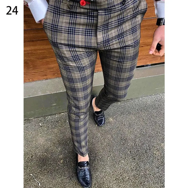 Customized Wholesale High Quality Check Printed Trousers Casual men's pants