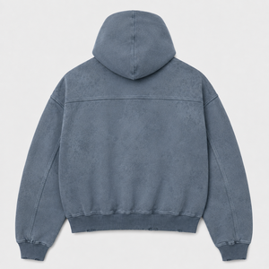 Sudadera con capucha Varsity para hombre, teñida en suelo, corta, con cremallera completa, hombros caídos, gráfico universitario, estilo streetwear desgastado, venta al por mayor, personalizada - Product Image 2