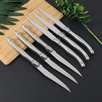 Ensemble de 24 couverts écologiques en acier inoxydable de style campagnard, couteaux à steak, fourchettes à dîner, cuillères à dîner/thé, cadeaux d'affaires
