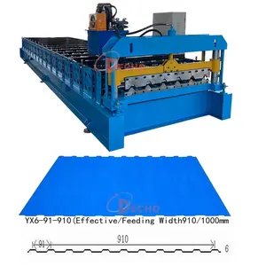 910, panel IBR de una sola capa de alta resistencia personalizado, 5V, doble costilla, teja trapezoidal, máquina formadora de láminas