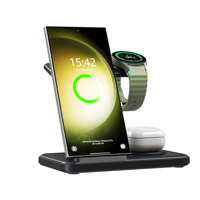 Support de charge sans fil rapide multifonction 3-en-1 portable en gros 15W pour téléphone et écouteurs Samsung, chargeur pliable 3-en-1