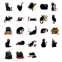 Autocollants décoratifs Kawaii Mini Chat Mignon Fraise Cœur Imprimé Papier Mat Verni DIY 46 pièces pour Promotion