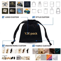 Pochette de rangement de luxe en velours noir recyclable avec logo personnalisé estampé à chaud, sac à cordon pour bijoux, artisanat et cadeaux