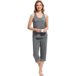 Ensemble de pyjama pour femmes en gros, débardeur 2 pièces, vêtements de nuit sans manches en viscose de bambou, tailles S à XXL - Product Image 2