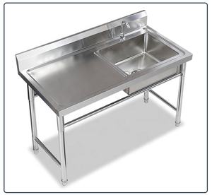 Évier simple en acier inoxydable <span class=keywords><strong>de</strong></span> style fonctionnel avec planche gauche pour cuisine, restaurant, hôtel, personnalisation client - Product Image 1