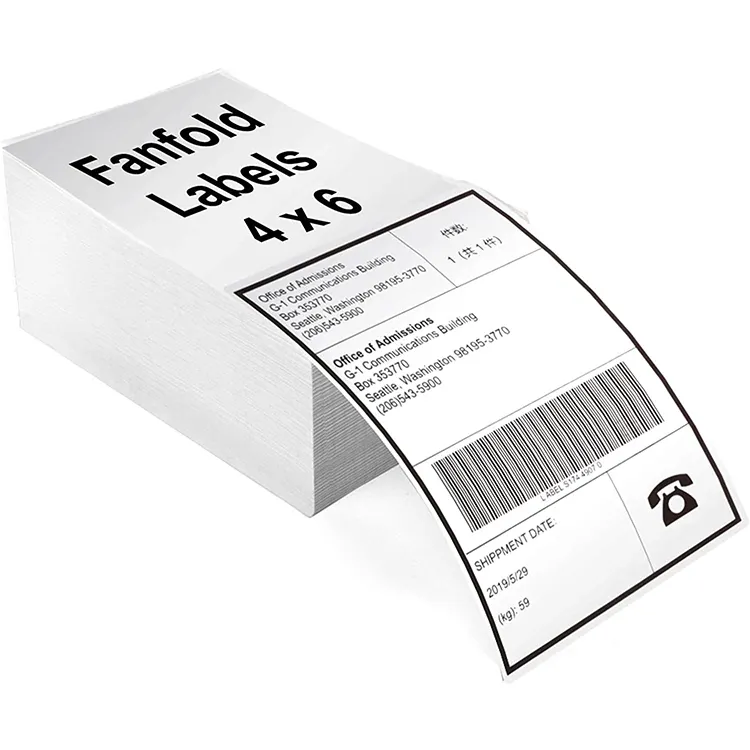 4 "× 6" White Perforated Direct Thermal Address Shipping Thermal Printer Compatible Fan Fold 4 × 6 Label