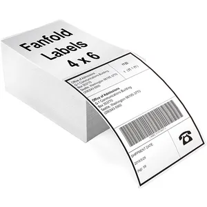 4 "× 6" White Perforated Direct Thermal Address Shipping Thermal Printer Compatible Fan Fold 4 × 6 Label