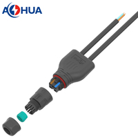 Konektor M20 Over Molding Power 2pin 1 ke 2 Splitter Male Female IP65 IP68 Tahan Air untuk Modul LED