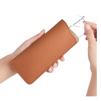 Étui à lunettes en cuir véritable pleine fleur, mini pochette fine pour femmes, étui créatif pour lunettes de vue et de soleil – Vente en gros