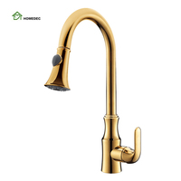 Keran Dapur Mewah Modern Dua Pegangan Bahan Stainless Steel Hitam dengan Inti Keramik untuk Air Panas/Dingin, Pemasangan Satu Dek