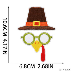 秋の感謝祭の日に卸売小さな刺Embroideryパッチ鉄トルコ食品刺Embroideredパッチ帽子服バッグ