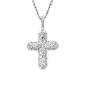Size round zirconium <b>cross</b> pendant, hip hop jewelry copper inlaid zircon trend, full zirconium <b>cross</b> necklace men - Product Image 5
