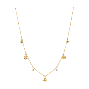 Collier en laiton plaqué or 14K avec breloque Fleur-de-Lys sertie de zircone cubique, délicat, hypoallergénique, pour superposition, cadeau pour elle, vente en gros - Product Image 3